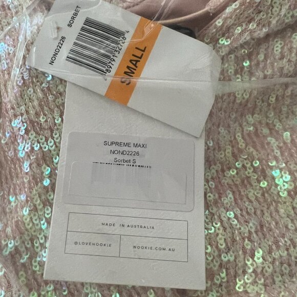 Nookie Supreme Maxi Sequins Cutout Dress Small in Sorbet $370 - Picture 3 of 9